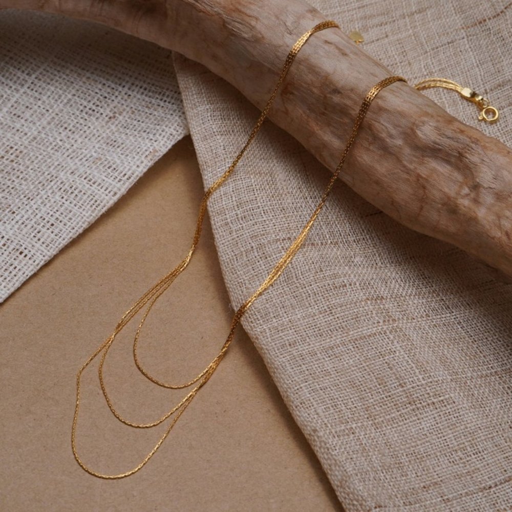 NEW 14K Gold Thin Layer Snake Chain Necklace - Picture 2 of 4